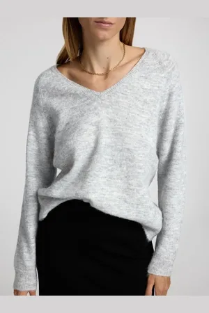 SELECTED Lulu New LS Knit V-Neck Light Grey