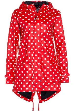 BMS Rode dames regenjas met witte stippen / parka HafenCity® van XXL