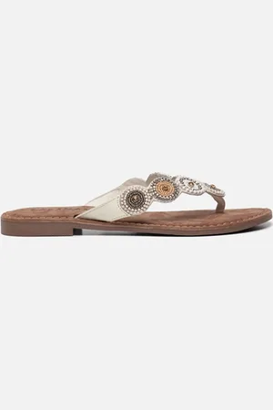 Lazamani Luna Leren Dames Slippers Off-White
