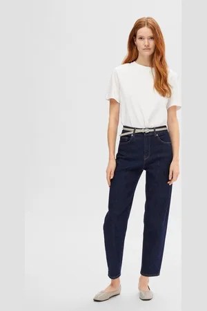 SELECTED Dagmar HW Dark Blue Tapered Jeans