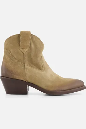Lazamani Gigi Suede Dames Enkellaarsjes Sand