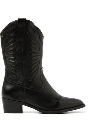 Lazamani Milou Dames Cowboy Laarzen Leer Black
