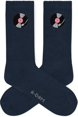A-dam Record - Crew Sokken - Sok - Biologisch Katoen - Vegan - Heren - Volwassenen - Blauw - 36-40