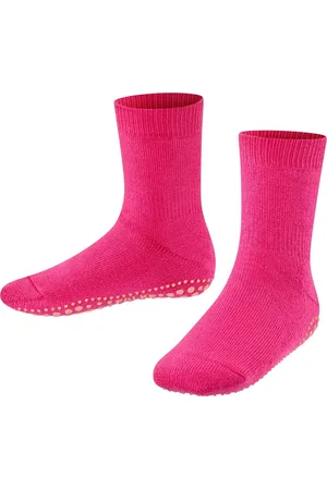 Falke Catspads Slofsokken voor meisjes en jongens comforabel dik mid-rise zonder motief met noppen winter ondoorzichtig warm thermisch Katoen Merino Wol Roze Kinderen sokken