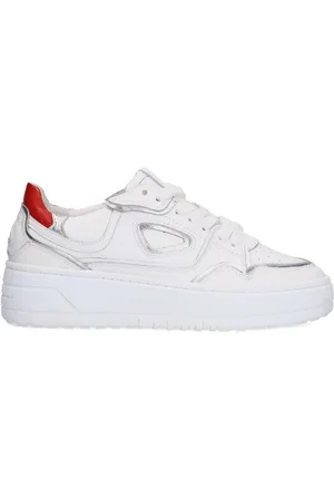 Sacha Dames - Witte leren sneakers met zilveren details