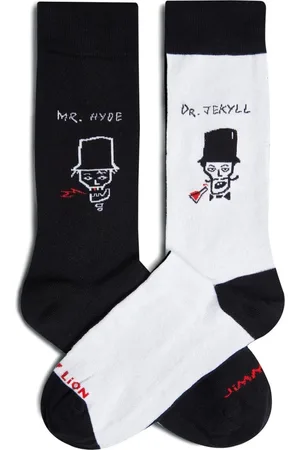 Jimmy Lion Unisex sokken dr jekyll and mr hyde zwart & wit