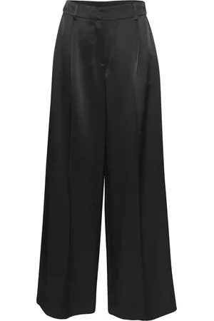 MSCH Zwarte satijnlook glanzende pantalon Ulla
