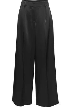 MSCH Zwarte satijnlook glanzende pantalon Ulla