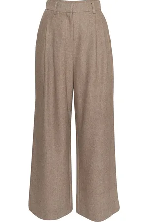 Moss Copenhagen Beige gemeleerde wolmix pantalon Jennabella - MSCH Copenhagen