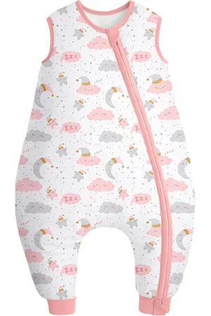 Merkloos Warme babyslaapzak met voeten voor de winter - 100% katoen, 3,0 TOG, geschikt voor pasgeborenen en peuters (3-4 jaar)