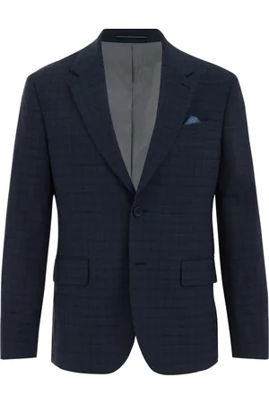 WE Fashion Heren premium slim fit blazer met ruitdessin