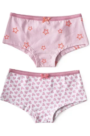 Little Label Hipster 2-pack - hearts lilac pink & star lilac pink - maat: 146/152 - bio-katoen