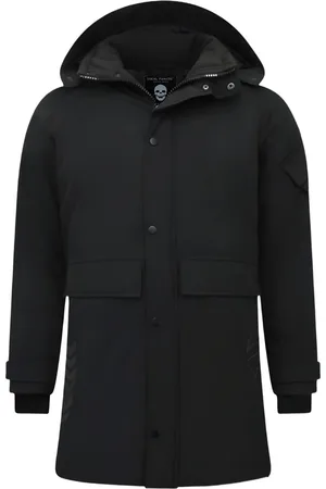 Enos Heren Parka Winterjas - Lange Winterjas Heren - Gewatteerde Jassen - 9803 - Zwarte Jas