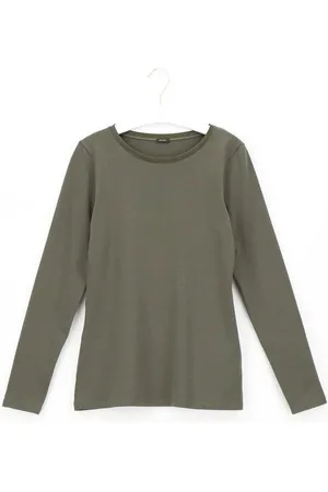 Oroblu Dames Perfect Line Cotton T-shirt Long Sleeve Military
