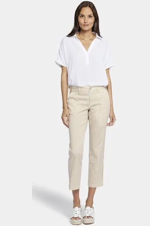 NYDJ Straight Leg Ankle Trouser Beige Stretch Twill