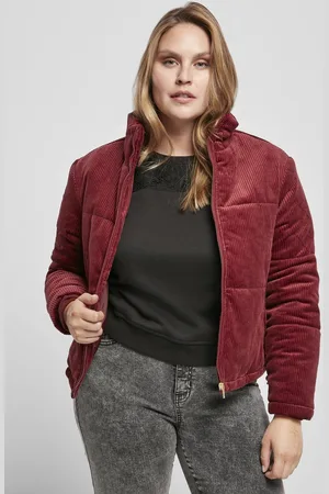 Urban classics Damen Winterjacke Ladies Corduroy Puffer Jacket Burgundy-3XL