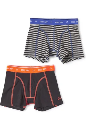 Little Label Boxershorts 2-pack - small anthracite stripe & anthracite - maat: 92 - bio-katoen