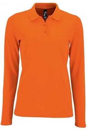 AWDis SOLS Dames/dames Perfecte Lange Mouw Pique Polo Shirt