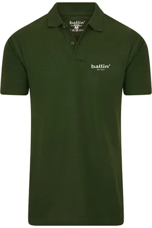 Ballin Heren Polo SS met Est. 2013 Basic Polo Print - Groen