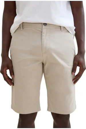 TOM TAILOR Heren Short SLIM PRINTED CHINO slim fit Beige Volwassenen