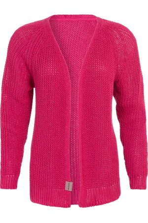 Knit Factory Daisy Kort Gebreid Dames Vest - Lente & zomer vest - Felroze damesvest reikend tot de heup - Dames cardigan gemaakt uit 80% Gerecycled katoen - Duurzaam & Milieuvriendelijk - - 36/38