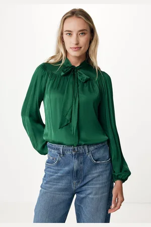 Mexx Blouse Met Strik Donkergroen