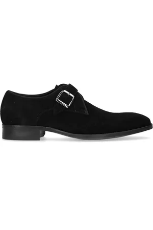 Manfield Heren - Zwarte suède gespschoenen