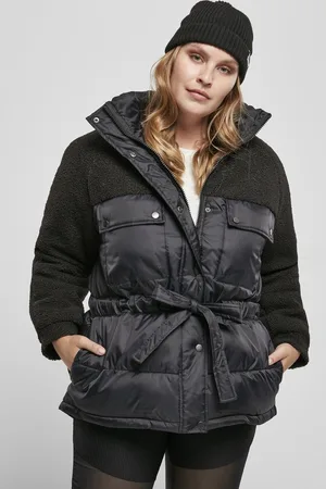 Urban classics Sherpa Mix Puffer winterjas - M - Zwart