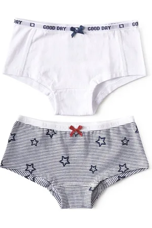 Little Label Hipster 2-pack - star stripe blue & white - maat: 110/116 - bio-katoen