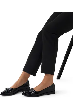 Manfield Dames - Zwarte lakleren loafers