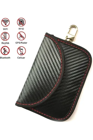 Merkloos Rfid beschermhoes autosleutel Carbon-look voor Autosleutels en Pasjes / RFID keyless entry en keyless go met dubbele voering / Faraday Kooi Hoesje / Keyless Entry Go Sleutel Etui.