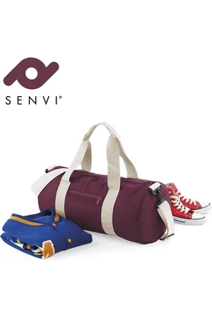 BagBase Senvi Retro Schoudertas/Weekendtas - Kleur Bordeaux /Wit - 20 Liter