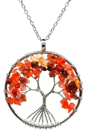 Fako Bijoux® Ketting - Chakra Reiki - Levensboom XL - Rode Agaat