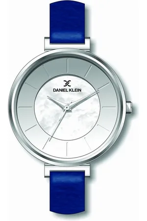 Daniel Klein DK11729-4 - Horloge - Analoog - Dames - Vrouwen - leren band - rond - Blauw - Zilverkleurig