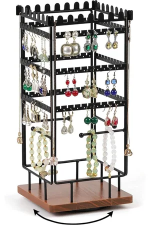 Merkloos Rotatable 4-in-1 Jewellery Stand Holder for Storing Necklaces-Earrings-Watches-Bracelets Organiser