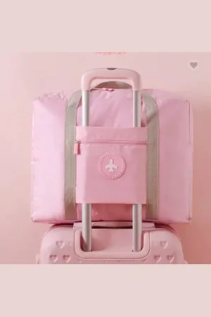Merkloos Opvouwbare Reistas - Reistas - Weekendtas - Reistas Voor Handbagage - Opvouwbare Reistassen Dames - Reistas Voor Op Koffer - Dames Tas - Damestas - Tas Voor Reizen - Sporttas - Zwarte Tas - Handbagage