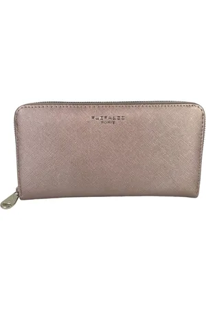 Flora & CO Dames Portemonnee Saffiano Zip Around - 20,5x11,5x2,5 cm met rits - bruin metallic - Portefeuille - Beurs - Wallet