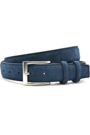Timbelt Suede Pantalon Riem Navy - Heren riem - Jeans & Pantalon riem - Blauwe suède riem - Riemmaat 115 cm - Totale lengte 130 cm