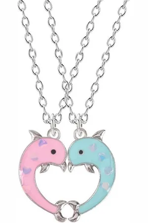 Bixorp Friends BFF Ketting voor 2 met Roze & Blauwe Dolfijn - Vriendschapsketting Meisjes - Best Friends Ketting Vriendschap Cadeau voor Twee