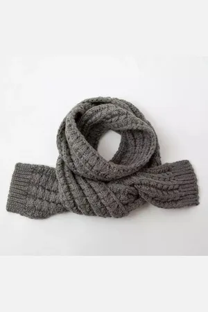 Merkloos Warme kleine gebreide sjaal / shawl voor meisje - jongen Baby | Grijs – Antraciet - Donkergrijs | Herfst / Winter | Kindersjaal - sjawl - kids - kinderen | Kindersjaal - sjawl | Perfecte accessoire voor winterjas! Let op! afmeting