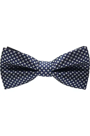 Fako Fashion Vlinderstrik - Vlinderdas - Strik - Deluxe - 12cm - Donkerblauw Met Kruisjes