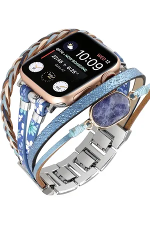 Merkloos Apple Watch Bohemian Indian style horloge bandje 42/44/45 mm leer en kralen