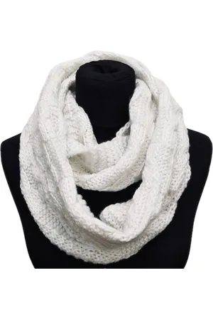 Merkloos Gebreide Loop Sjaal - Colsjaal - Wit - 70 x 30 cm (SL-04)