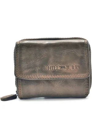 Hillburry Miniportemonnee Gewassen Leer - RFID - protector - (bxhxd) ca. 9,5cm x 7cm x 2cm