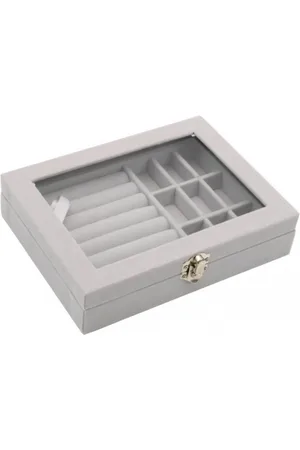 Merkloos Luxe sieradendoos - - Velvet - Kijkvenster - 20x15x5 cm