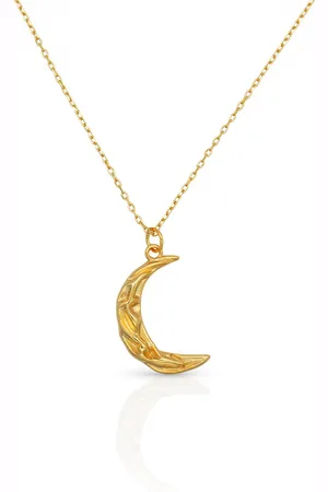 Jonline Schitterende Golden Plated Zilveren Halsketting met Maan Hanger