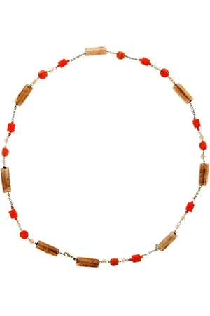 Behave Lange ketting met en bruine kralen