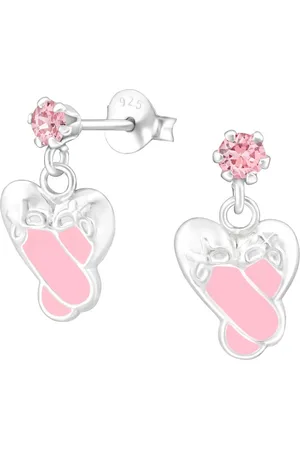 JYC Joy|S - Zilveren ballerina ballet danseres oorbellen - schoentjes bedel - Swarovski kristal