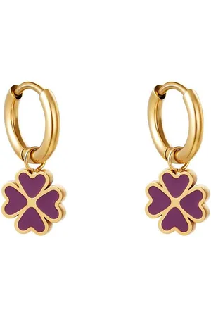 Yehwang Oorbellen -Clover earrings - - Purple- Stainless Steel