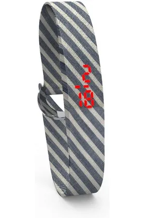 Too Late Digitaal horloge - Fabric - katoenen band - Stripes wit-blauw